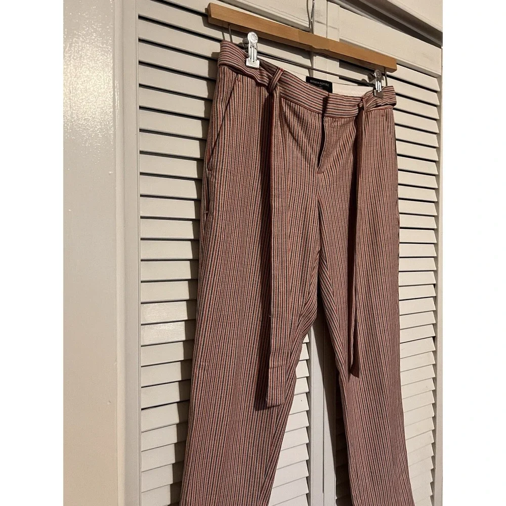 BANANA REPUBLIC Women's Size 4P 4 Petite Pants Striped AVERY Linen Blend Stretch